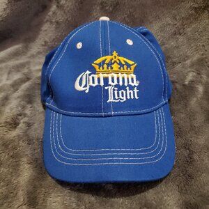 Corona Light Embroidered Adjustable Hook and Loop Blue Cap